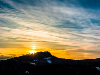 Scenic view of silhouette landscape against sky during sunset