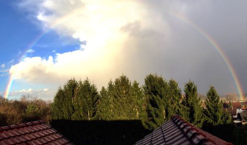 Silhouette of trees against cloudy sky