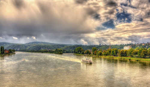 Scenic view of lake against sky