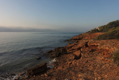 Scenic view of sea against clear sky