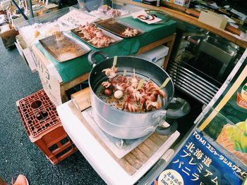 High angle view of food