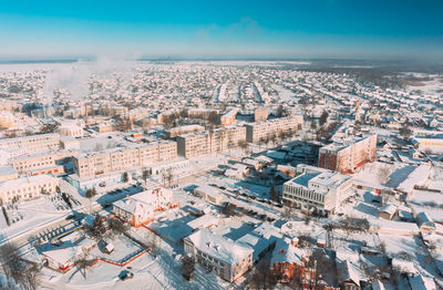 High angle view of cityscape against sky