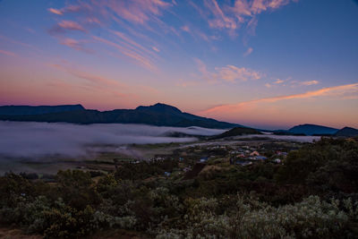 Scenic view of landscape against sky during sunset