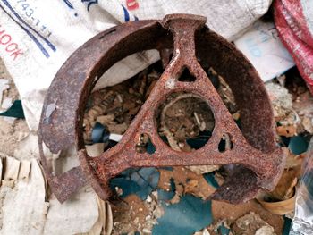 Close-up of rusty machine part