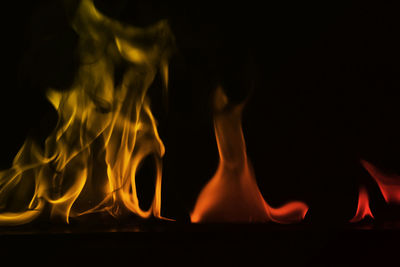 Close-up of bonfire against black background