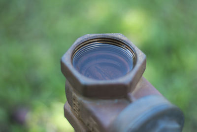 High angle view of bottle on road