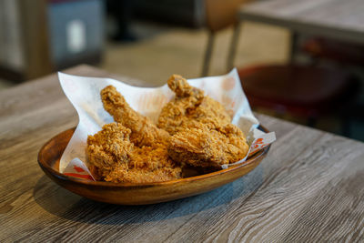Close-up of food in plate on table