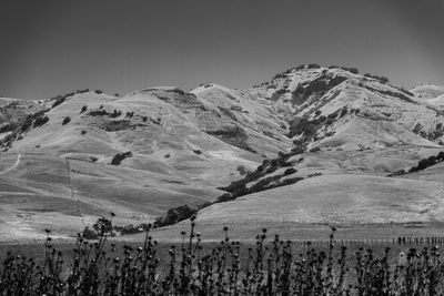 Scenic view of mountains against clear sky