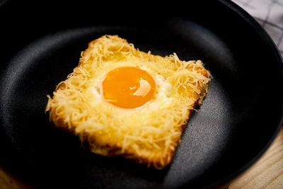 High angle view of food in plate