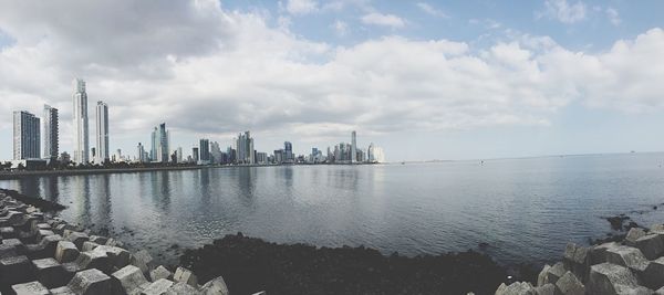 View of river against cloudy sky