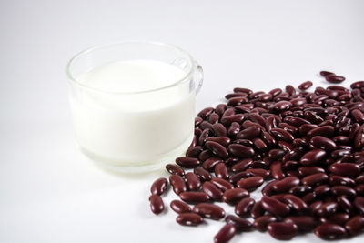 Close-up of coffee cup over white background