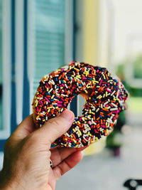 Donut with sprinkles.