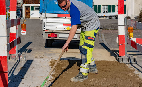 Man working in city