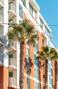 Low angle view of buildings against clear sky