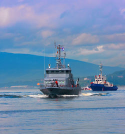 The maritime military exercises in the avacha bay of the pacific ocean