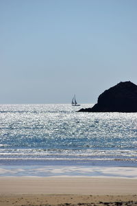 Scenic view of sea against clear sky