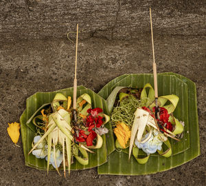 High angle view of food on table