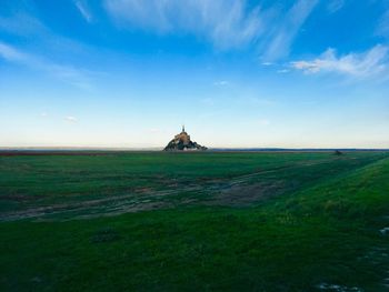 Scenic view of land against sky