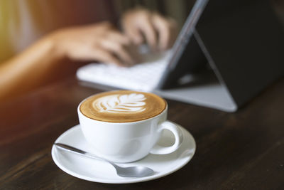 Coffee cup on table