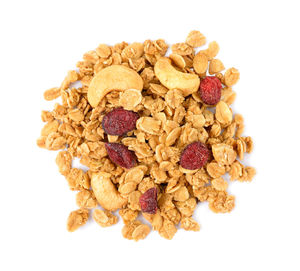 Close-up of raspberries against white background