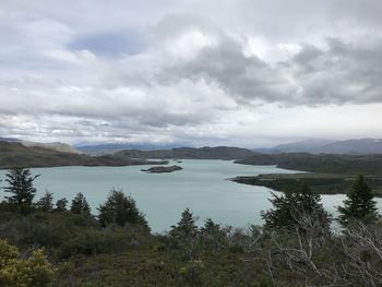 Scenic view of lake against sky