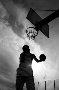 Low angle view of basketball hoop against sky