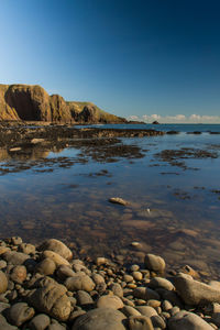 Scenic view of sea against clear sky