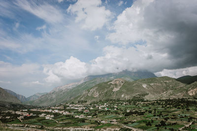 Scenic view of mountains against sky