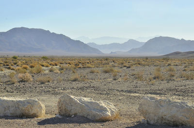 Scenic view of mountains against clear sky