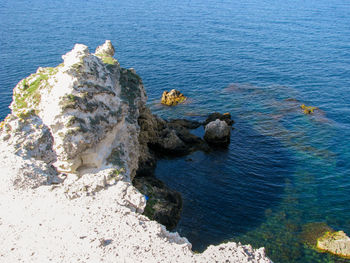 Clear water and limestone rocks