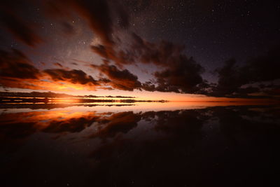 Scenic view of sea against sky at sunrise