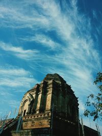 Low angle view of built structure against blue sky