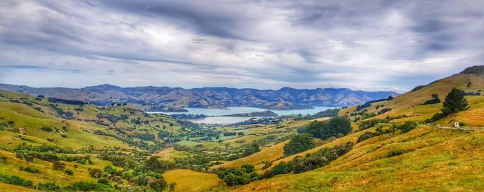 Scenic view of mountains against sky