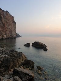 Scenic view of sea against sky during sunset