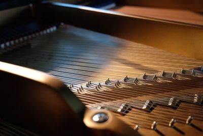 Close-up of piano strings