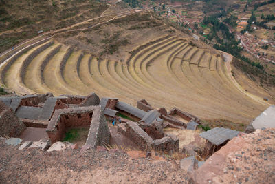 High angle view of messy field