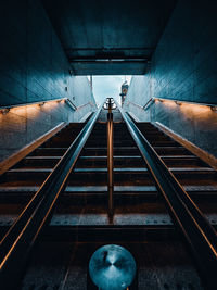 High angle view of escalator