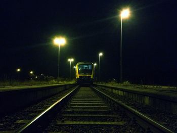 Railroad track at night