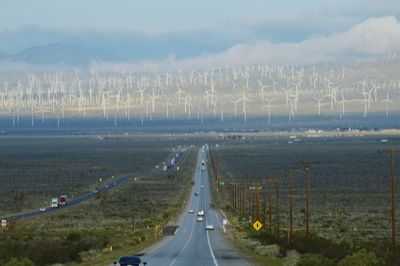 High angle view of road against sky