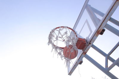 Low angle view of basketball hoop against sky