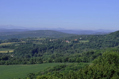 Scenic view of landscape against clear sky