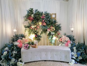 Flower pot on table at home