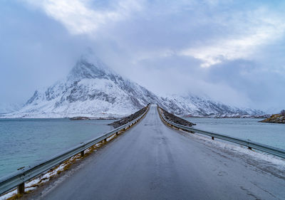 Panoramic view of snowcapped mountain against sky