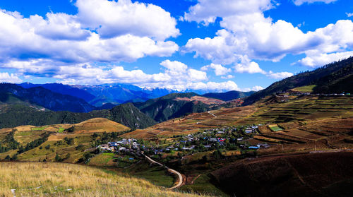 Scenic view of mountains against sky