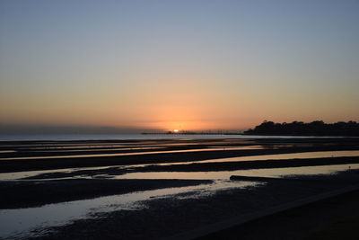 Scenic view of beach during sunset