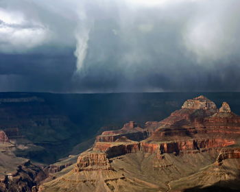 Aerial view of landscape against cloudy sky