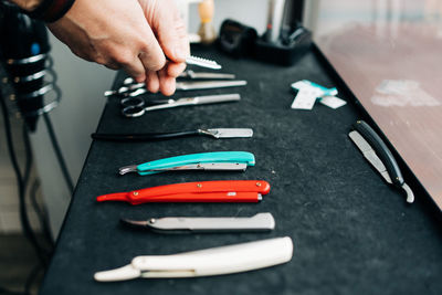 Close-up of person working on table