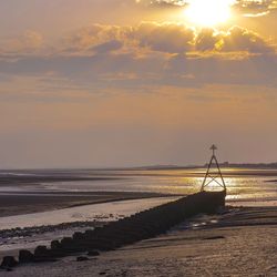 Scenic view of sea at sunset