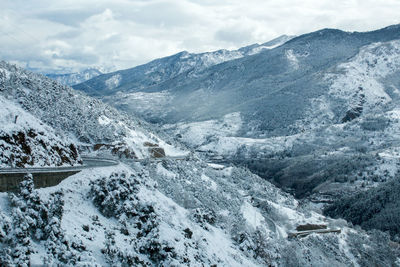 Scenic view of mountains against sky