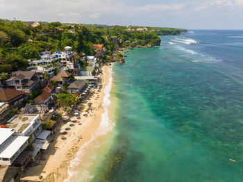 High angle view of beach against sky